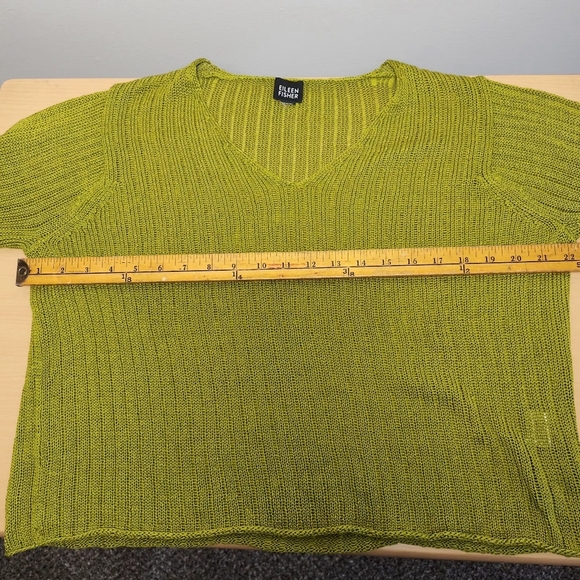 Eileen Fisher Sheen Olive Green 100% Cotton Longsleeve Heavyweight Knit Top L - Picture 8 of 11
